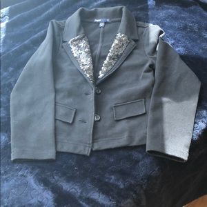 Black knit sparkle collar coat